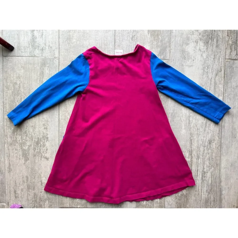 HANNA ANDERSSON Girls Long Sleeve Pink Blue 100% Cotton Dress Casual Everyday 4